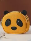 กระเป๋าใส่เหรียญซิปสองชั้นมินิรูปแพนด้ากระเป๋าสตางค์น่ารัก สีเหลือง