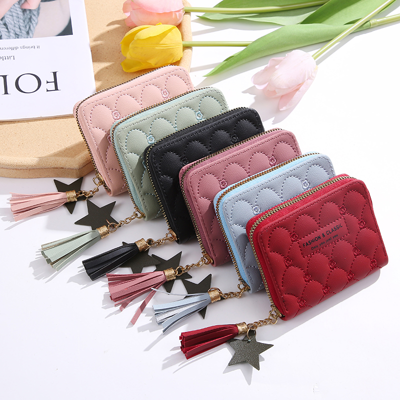 กระเป๋าสตางค์ กระเป๋าสตางค์ผู้หญิง กระเป๋าสตางค์ใบสั้นใส่เหรียญ คละสี แพ็ค 6 / ชิ้น