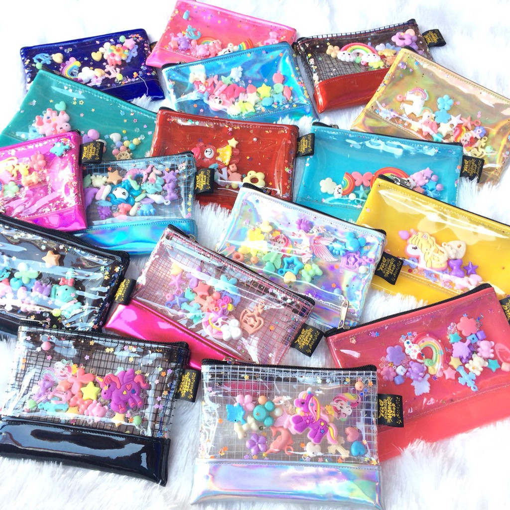 หน้าใสกระเป๋าโฮโลแกรม กระเป๋าสตางค์ลูกปัด โฮโลแกรม ใส่เหรียญ 50/ชิ้น