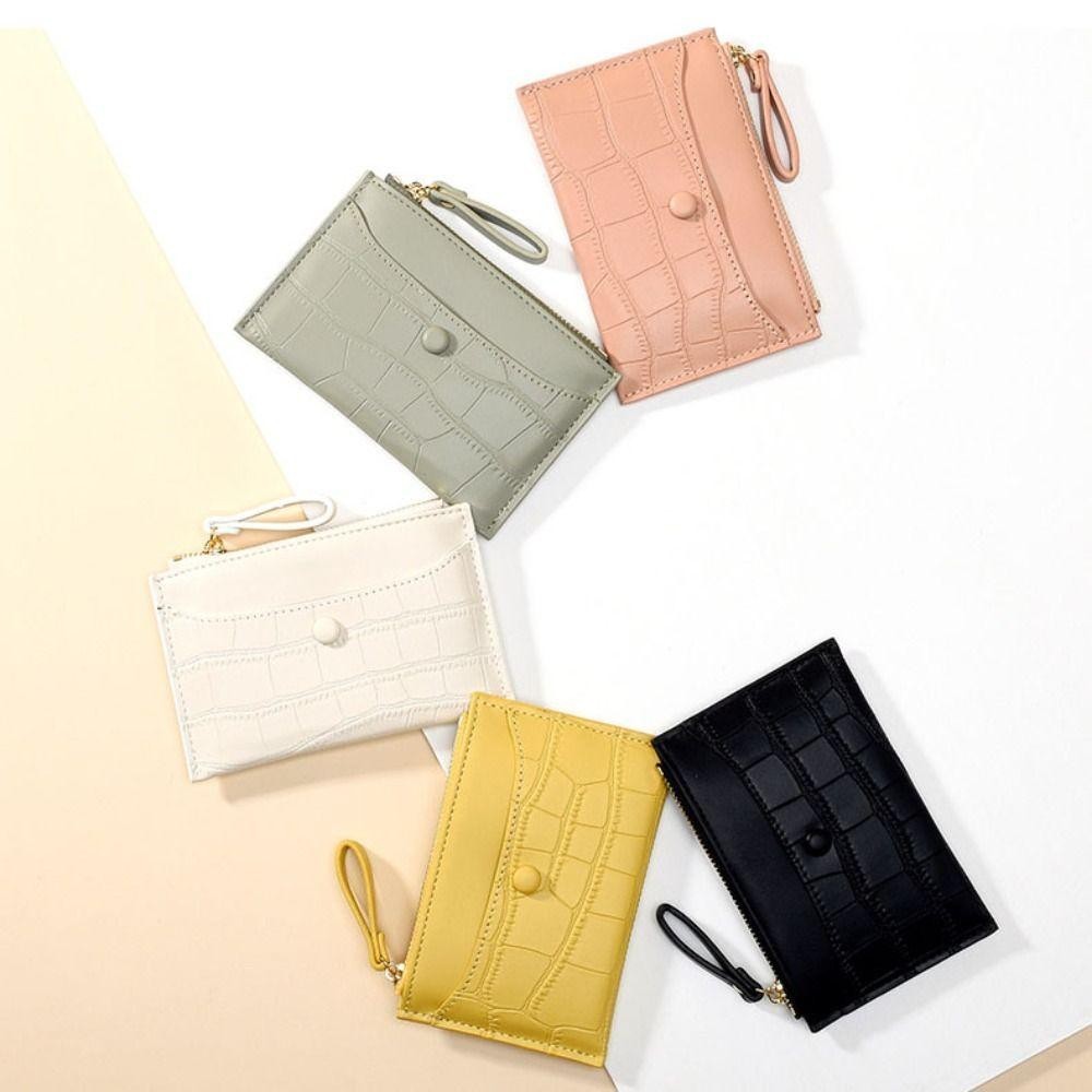 กระเป๋าสตางค์ใบสั้น, กระเป๋าใส่เหรียญซิปสีทึบ, แฟชั่น คละสี 5/ชิ้น